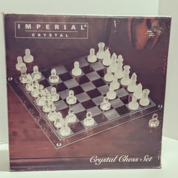 Imperial Crystal Chess Set In Box 32 Pieces Includes Board Item #99223010 - Picture 1 of 7